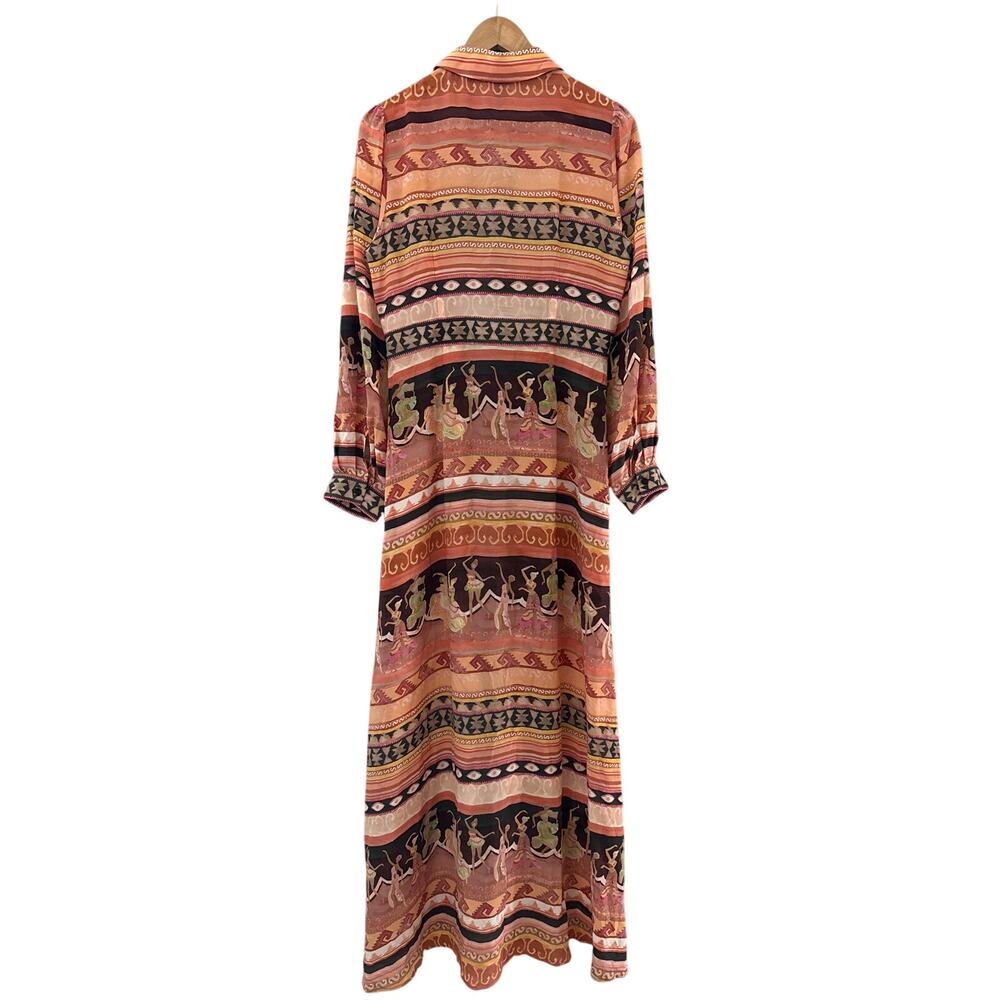 Peach Multi Printed Maxi Shirt Dress - Picture 12 of 16